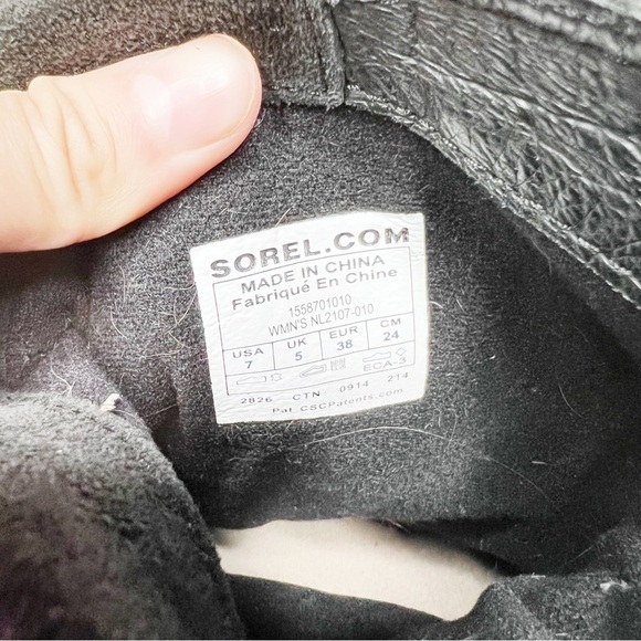 Sorel Slimshortie Waterproof Boot Black Leather Suede Winter Shoes Snow Size 7 - Picture 5 of 7